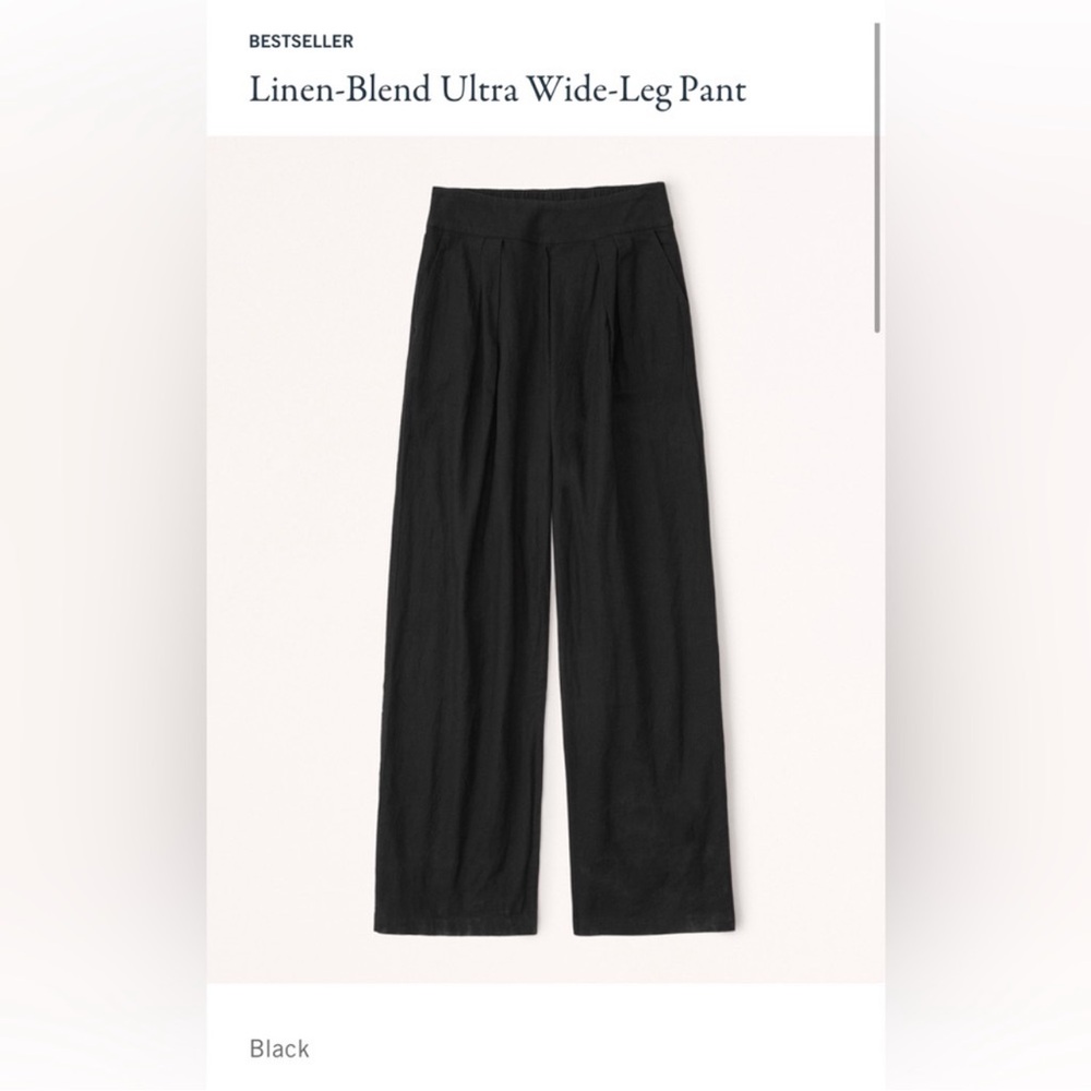 NWT Abercrombie & Fitch black linen wide length pants M long